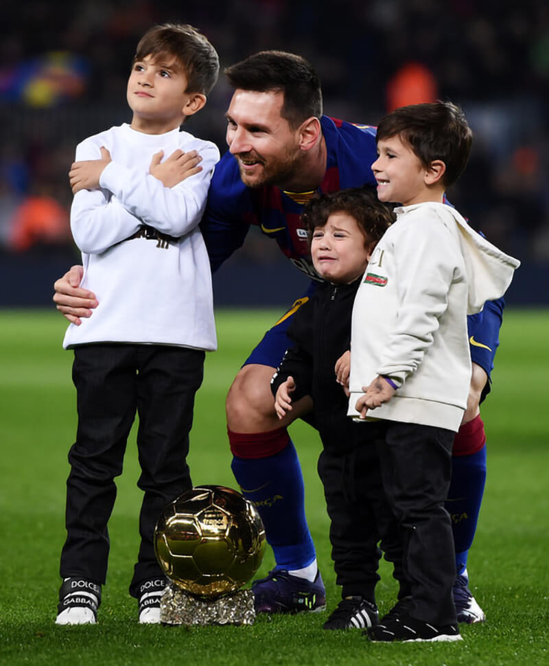 messi and 3 boys